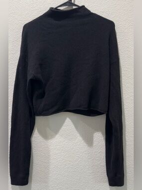 Reformation Cashmere Black Cropped Turtleneck Sweater Top